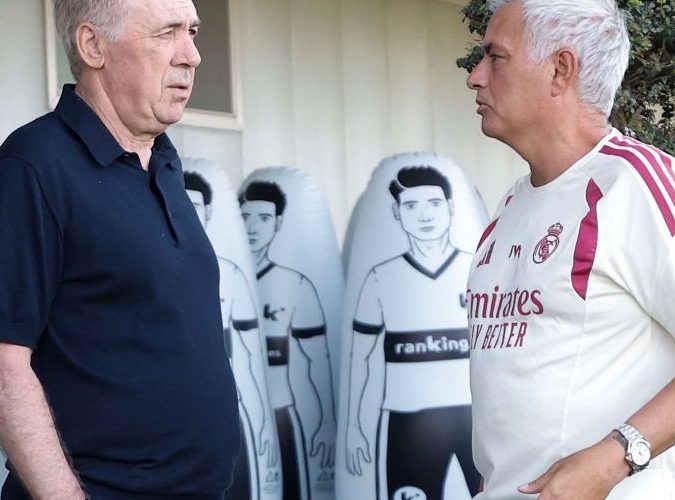 🗣️ Mourinho: “Ancelotti ci ha fatto visita per testare i giocatori brasiliani. Qui ci sono sue foto ovunque, sono stufo di lui!”